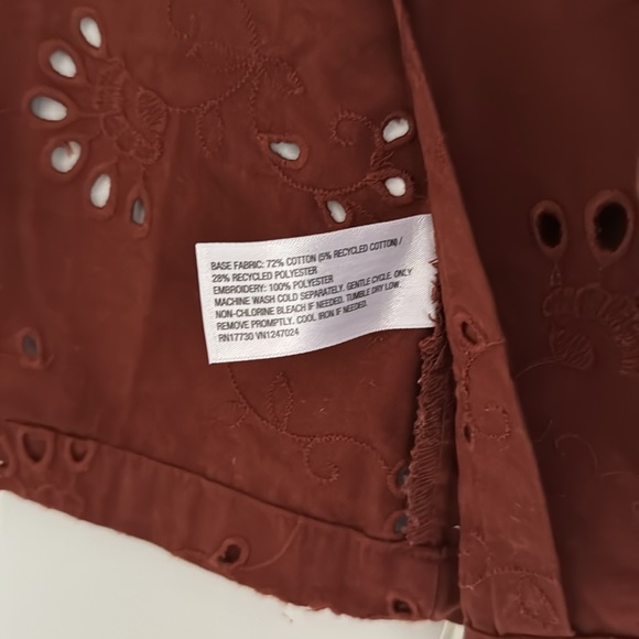 Burnt Orange Eyelet Button Down - Picture 3 of 5